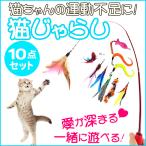 猫 おもちゃ ねこじゃらし 猫のおもちゃ 猫じゃらし 羽根　ねずみ 竿 10点セット ストレス解消