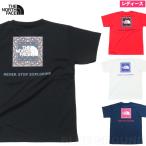 在庫セール27%オフ ザ・ノース・フェイス / バンダナスクエアロゴTee レディース ・ ドライ 速乾 コットン 綿 半袖 T Tシャツ アウトドア