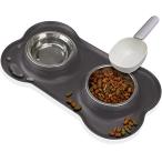 POOKIE 犬 猫 ペット用 フードボウル 食事マット 給餌 マット シリコン製 撥水 丸洗い 餌皿 エサ皿 水飲み 給水 食器 ステンレス えさ入