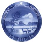  Royal Copenhagen посуда year plate 1930 годы керамика голубой Vintage Северная Европа украшение тарелка . тарелка 1934 год 