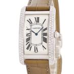 【3年保証】 カルティエ タンクアメリカン LM WB701351 K18WG無垢 純正ダイヤ ギョウシェ 青針 自動巻き メンズ 腕時計