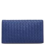 ショッピングボッテガ ボッテガヴェネタ 長財布 イントレチャート 二つ折り ウォレット レザー ブルー 青 2つ折り