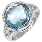 ブルガリ リング 指輪 パレンテシ カクテル ブルートパーズ ダイヤ シルバー 750WG 18金  16号