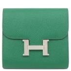 エルメス 二つ折り財布 コンスタンス コンパクト ヴォーエプソン グリーン 緑 コンパクトウォレット