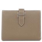 エルメス 二つ折り財布 ベアンコンパクト  ヴォーエプソン グレー グレージュ 二つ折り