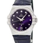 【3年保証】 オメガ 腕時計 コンステレーション 123.18.35.60.60.001 クオーツ メンズ レディース 純正ダイヤ パープル デイト