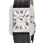 【3年保証】 カルティエ 腕時計 タンク アングレーズ LM WT100018 自動巻き メンズ K18WG無垢 純正ダイヤ デイト 青針 ローマン