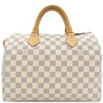 ショッピングダミエ ルイヴィトン ハンドバッグ スピーディ 30 ダミエアズールキャンバス ホワイト 白 ボストン 鍵・パドロック欠品  N41533 中古