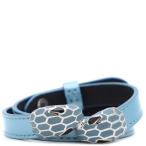 ショッピングブルガリ ブルガリ ブレスレット セルペンティ フォーエバー レザー ブレス レザー ブルー 水色 スネーク 蛇  中古