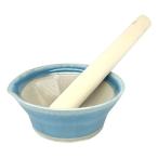 元重製陶所 国産 石見焼 離乳食にも使える カラーすり鉢 (すりこぎセット) 空色 044247