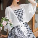 ボレロ 夏 レディース サマーカーディガン 白 シフォンカーディガン シフォンボレロ 7分丈袖 カーディガン ショール ケープ コーディガン 送料無料