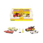グリーンライト 1/64 マルチカー ジオラマ シェル オイル センター ミニカー 4台+フィギア GREENLIGHT Shell Oil Service Center 58055