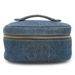 CHANEL Chanel здесь Mark Denim косметичка ручная сумочка косметичка макияж сумка голубой Gold металлические принадлежности A01997