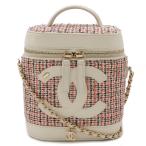 CHANEL Chanel круиз la длиннохвостый попугай ko Mark vani чай кейс косметичка ручная сумочка 2WAY цепь плечо твид белый AS0323