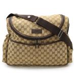 GUCCI Gucci GG парусина "мамина сумка" сумка "почтальонка" сумка на плечо кожа хаки бежевый темно-коричневый чай 123326