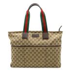 GUCCI Gucci GG парусина "мамина сумка" большая сумка Large большая сумка сумка на плечо кожа хаки бежевый темно-коричневый 155524