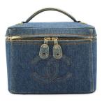 CHANEL Chanel здесь Mark Denim косметичка ручная сумочка косметичка макияж сумка голубой Gold металлические принадлежности плечо ремешок отсутствует A07058