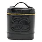CHANEL Chanel здесь Mark косметичка ручная сумочка косметичка cosme сумка эмаль pa палатка кожа черный чёрный Gold металлические принадлежности 