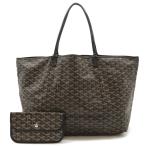 GOYARD ゴヤール サンルイGM トートバッグ ラージトート ショルダーバッグ PVC レザー ブラック 黒 ブラウン 茶