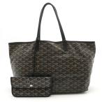 GOYARD ゴヤール サンルイPM トートバッグ ショルダーバッグ コーティングキャンバス レザー ブラック 黒 ブラウン 茶