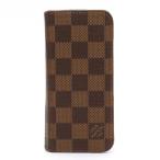 LOUIS VUITTON ルイ ヴィトン ダミエ i Phone 7 アイフォン フォリオ スマートフォンカバー スマホ マロン 茶 イニシャル入り N61068 (中古)