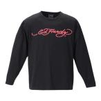 大きいサイズ メンズ Ed Hardy 天竺 プリント 長袖 Tシャツ ブラック 1178-9690-2 3L 4L 5L 6L