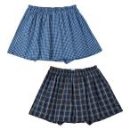 大きいサイズメンズTakeMore2Pチェック柄布帛トランクスブルー系×チ...
