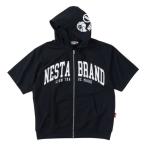 大きいサイズ メンズ NESTA BRAND ミニ裏毛 半袖 フルジップ パーカー ブラック 1278-4502-2 3L 4L 5L 6L 8L