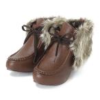 大きいサイズ レディース 3L 4L P.L.G. ファー付ブーティ ブラウン 338193-200