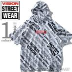 大きいサイズ メンズ VISION STREET WEAR 総柄 プリント 半袖 プルオーバー パーカー 9504100