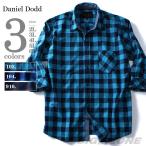 大きいサイズ メンズ DANIEL DODD 7分袖インディゴブロックチェックシャツ azsh-160230