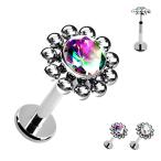  кнопка серьги la Brett 20g 18g 16g 14g цветок циркон titanium серьги металл аллергия соответствует la Brett stud пирсинги присоединение .. нет 