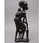 アフリカ　タンザニア　マコンデ　人形　48cm　黒檀　彫刻　木彫り　エボニー　民族美術　アフリカンアート