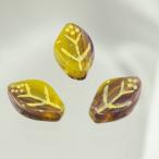 チェコビーズ リーフ12x7mm イエローパープル 10個 パーツ アクセサリー ハンドメイド 手芸 手作り 素材