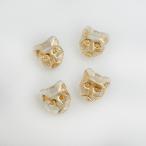 チェコビーズ 仕様変更 キャットフェイス 11mm クリスタル・ゴールド 4個 パーツ アクセサリー ハンドメイド 手芸 手作り 素材