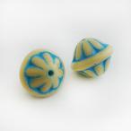 チェコビーズ PBアラベスクボール 12/14mm ベージュ・トルコブルー 2個 パーツ アクセサリー ハンドメイド 手芸 手作り 素材