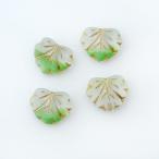 チェコビーズ グレープリーフ13x11mm CRY/グリーン・Gマット 4個 パーツ アクセサリー ハンドメイド 手芸 手作り 素材