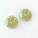 チェコビーズ 子猫 14mm ミント 2個 パーツ アクセサリー ハンドメイド 手芸 手作り 素材