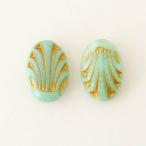 Yahoo! Yahoo!ショッピング(ヤフー ショッピング)チェコビーズ オーバルリリー17/12mm グリーンターコイズ 1個 パーツ アクセサリー ハンドメイド 手芸 手作り 素材