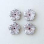 Yahoo! Yahoo!ショッピング(ヤフー ショッピング)チェコビーズ フラワー14mm ホワイトパープルラスター 4個 パーツ アクセサリー ハンドメイド 手芸 手作り 素材