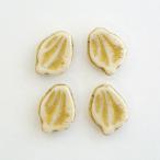 チェコビーズ リーフ12x15mm クリームゴールド 4個 パーツ アクセサリー ハンドメイド 手芸 手作り 素材
