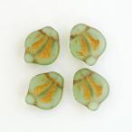 チェコビーズ リーフ12x15mm オリーブマットゴールド 4個 パーツ アクセサリー ハンドメイド 手芸 手作り 素材