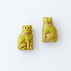 チェコビーズ キャット15x9mm オリーブ 2個 パーツ アクセサリー ハンドメイド 手芸 手作り 素材