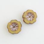 チェコビーズ ハワイアンフラワー14x14mm ベージュシャイニーピンクピカソ 2個 パーツ アクセサリー ハンドメイド 手芸 手作り 素材
