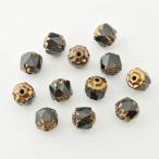 チェコビーズ FPダブルフェイス6mm ブラック・ブロンズ 12個 パーツ アクセサリー ハンドメイド 手芸 手作り 素材