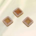 チェコビーズ FPスクエア10mm 古代パープルトラバティン 3個 パーツ アクセサリー ハンドメイド 手芸 手作り 素材