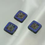 Yahoo! Yahoo!ショッピング(ヤフー ショッピング)チェコビーズ FPスクエア10mm コバルトトラバティン 3個 パーツ アクセサリー ハンドメイド 手芸 手作り 素材