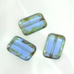 チェコビーズ FPTCレクタングル12/8mm ライトサファイアトラバティン 2個 パーツ アクセサリー ハンドメイド 手芸 手作り 素材