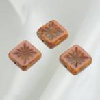 チェコビーズ FPスクエア10mm 古代ピンクトラバティン 3個 パーツ アクセサリー ハンドメイド 手芸 手作り 素材