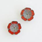チェコビーズ ハワイアンフラワー14x14mm シャムルビーピカソ 2個 パーツ アクセサリー ハンドメイド 手芸 手作り 素材